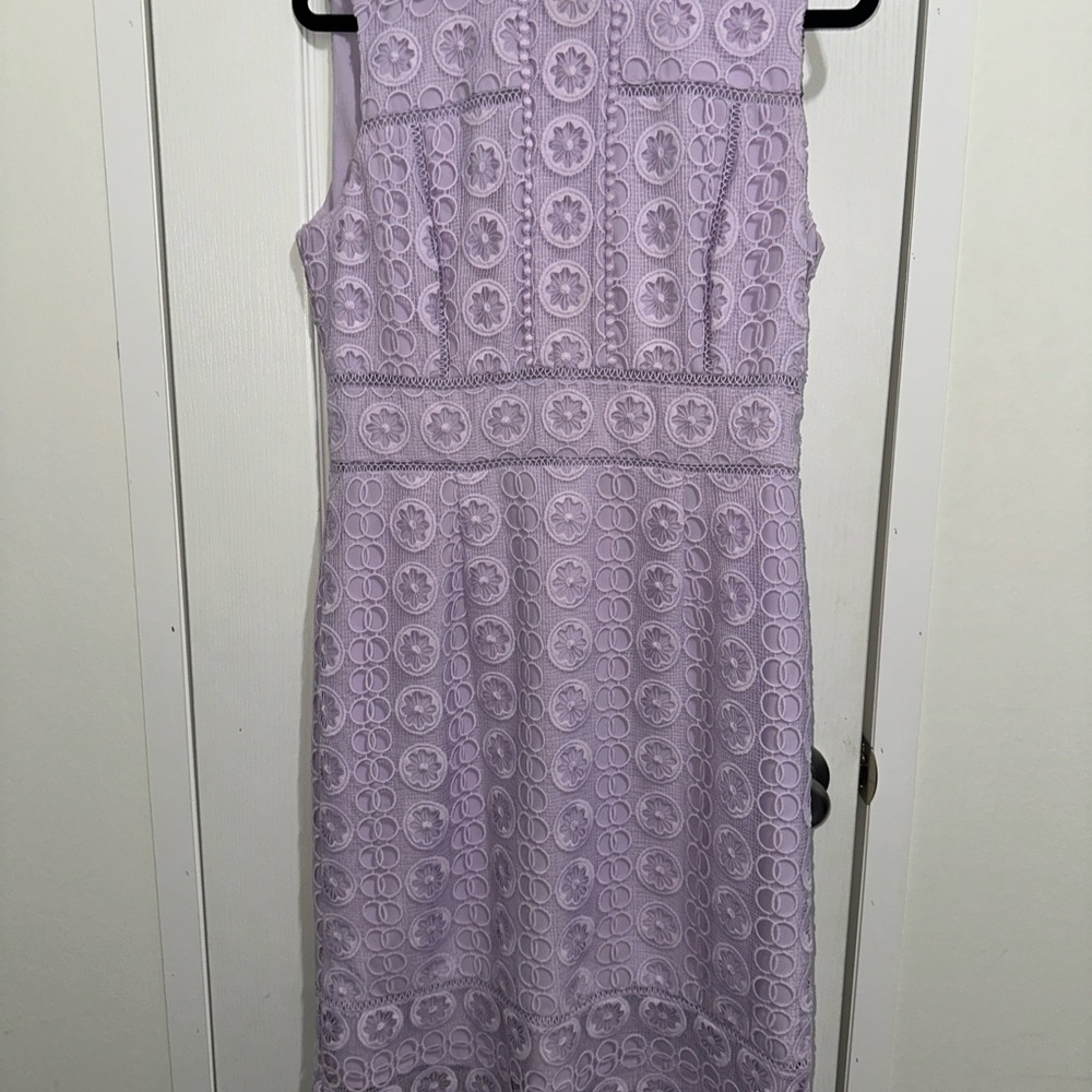 Preston & York Purple Sheath Midi Dress Mock Neck Sleeveless